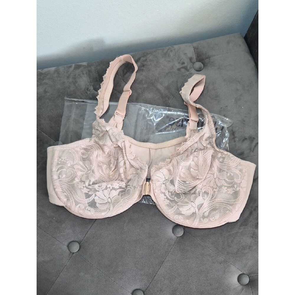 Glamorise WonderWire Front-Closure Stretch Lace Bra 42C